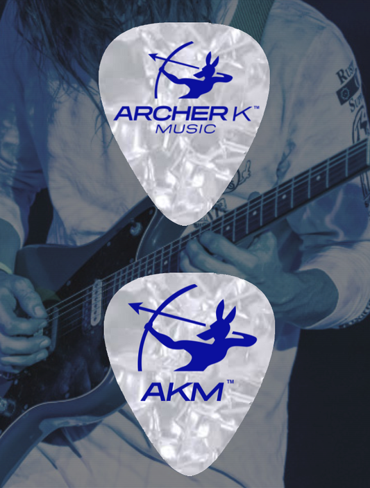 Guitar Pick Celluloid Pearl White - Archer K Music Branded 0.71mm