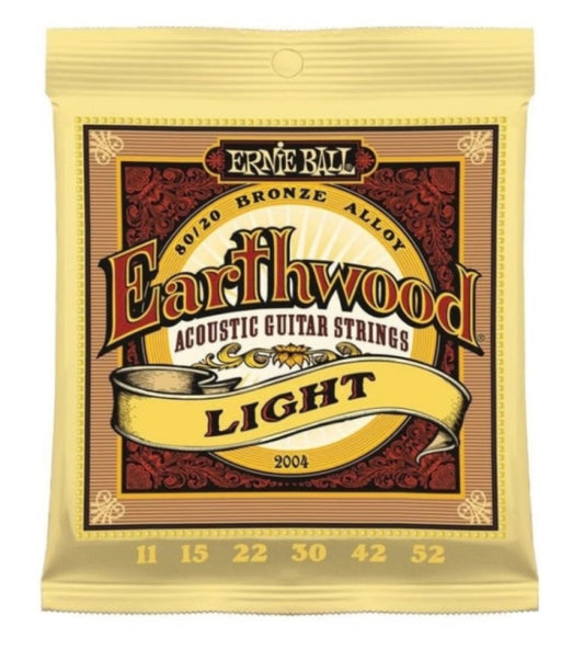 Ernie Ball 2004 Earthwood Light Acoustic Guitar Strings 80/20 Bronze 11-52