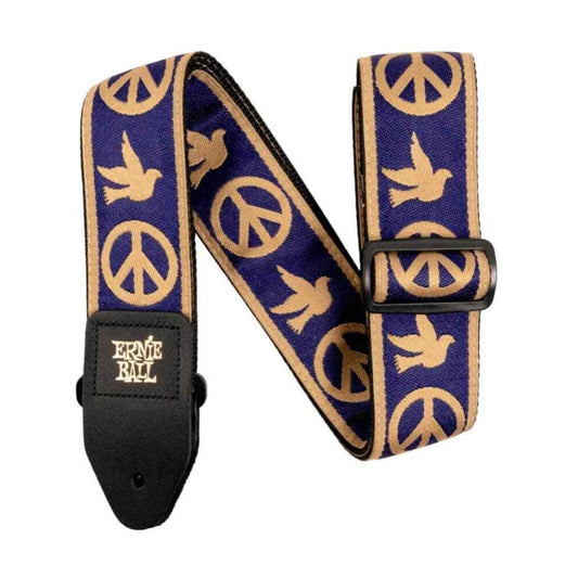 Ernie Ball P04699 Jacquard Strap - Navy Blue and Beige Peace Love Dove