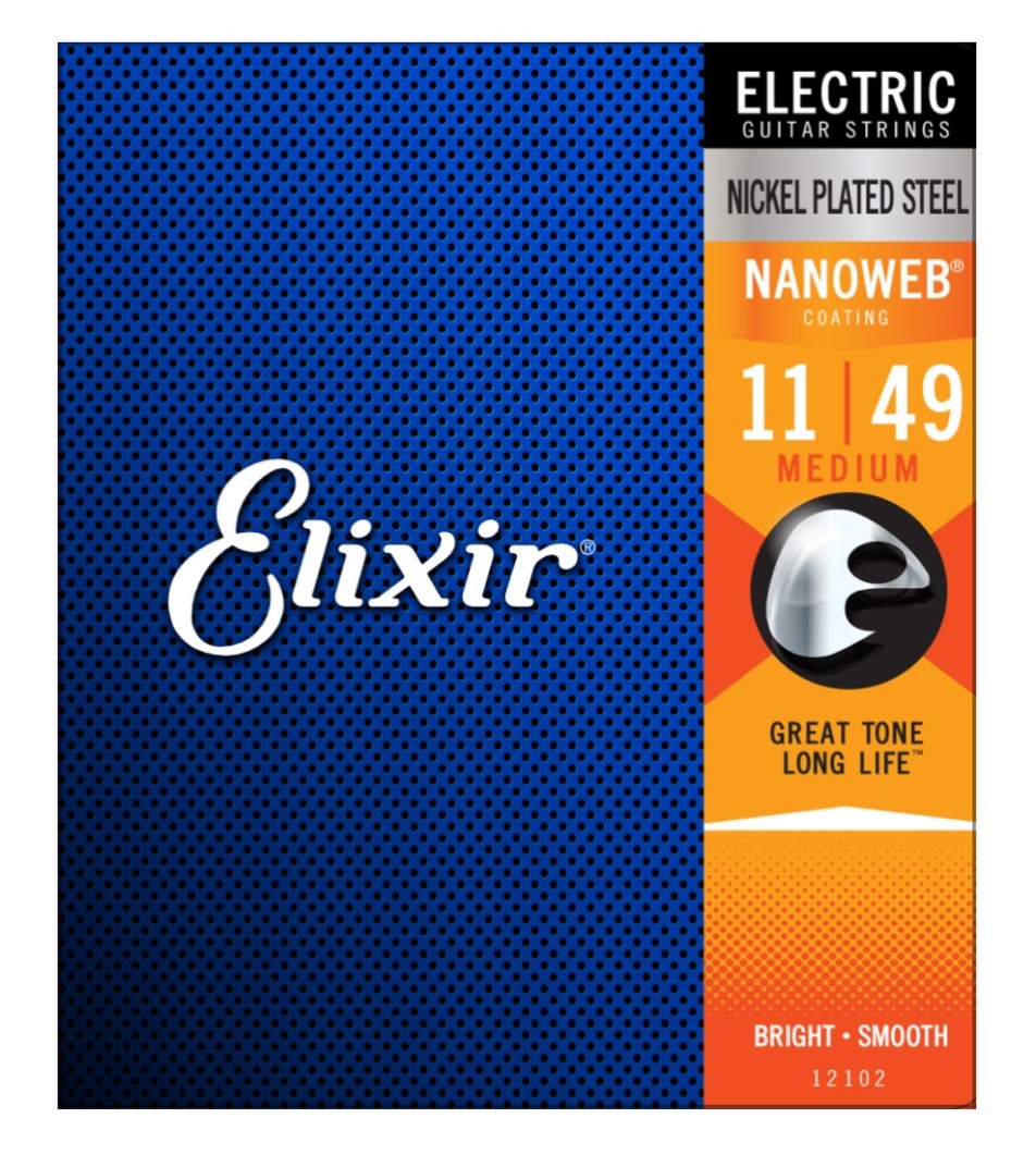 Elixir E12102 Electric Guitar Strings Nanoweb Coated Medium Gauge