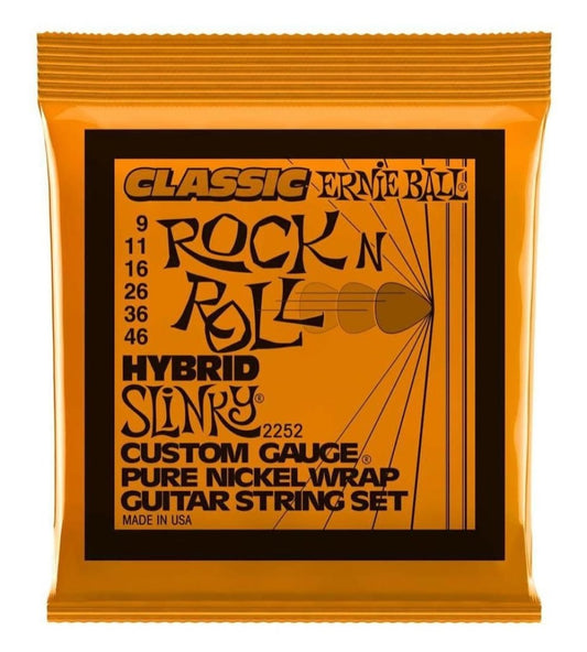 Ernie Ball 2252 Hybrid Slinky Electric Guitar Strings Pure Nickel 9-46 - Single Pack