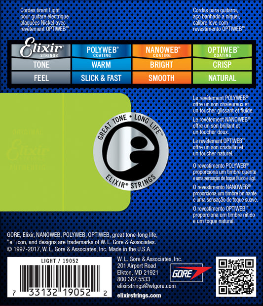 Elixir E19052 Optiweb Nickel Plated Electric Guitar Strings - Light Gauge 10-46